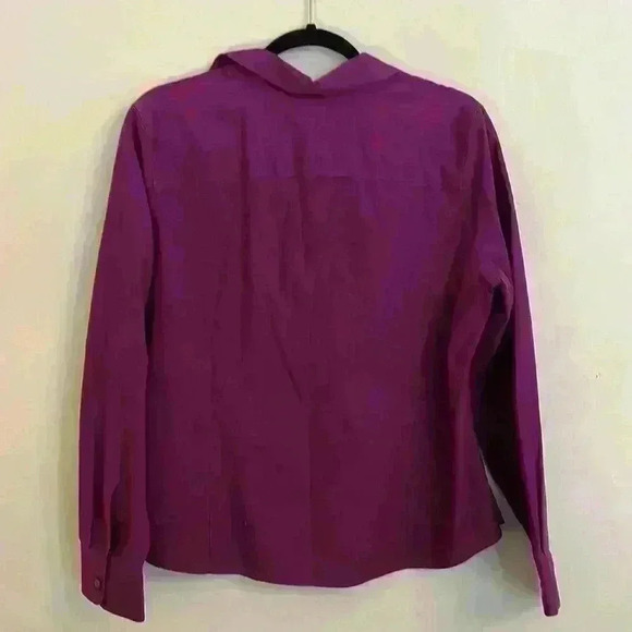 Foxcroft Taylor Essential Non-Iron Blouse Womens 12 P magenta Fitted - Picture 4 of 7